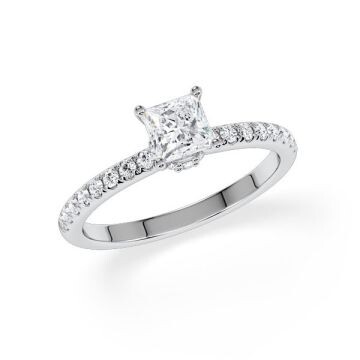Ring Veiled Halo Prinzess Diamant Weißgold Rubin 1895
