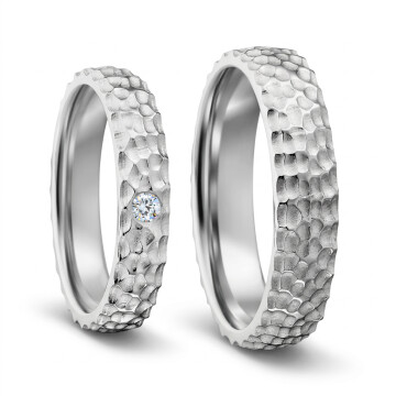Partnerringe Silber 925 gehämmert Zirkonia Bedra 90056