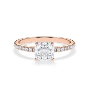 Verlobungsring Classic Hidden Halo Lab-Grown Cushion Rotgold Rubin RU-1898