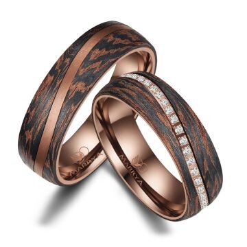 Eheringe Partnerringe Carbon Bronce Wellendesign Marrya CB-05
