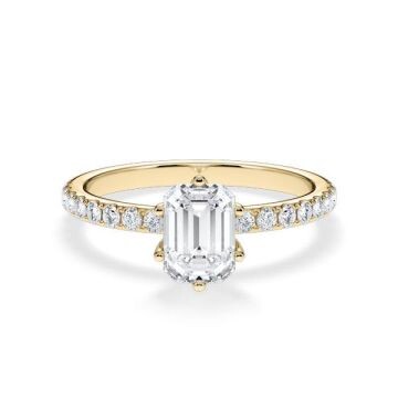 Verlobungsring Hollywood Gelbgold 750 Emerald 1,270 ct Pavé – Rubin RU-1881
