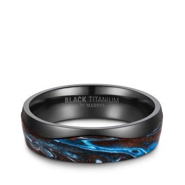 Trauringe Black Titanium Blue Ocean Zirkonia Marrya BT-15
