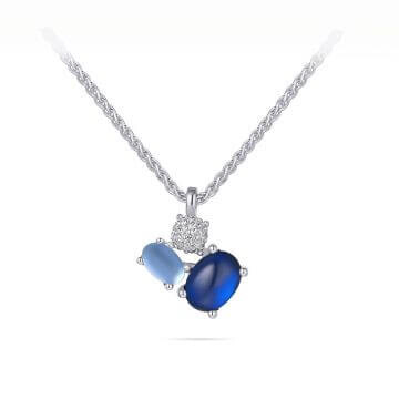 Kette mit Anhänger Cabuchon Blau Zirkonia Gisser N1113B