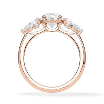 Diamantring Three Stone Lab-Grown Tropfen Pear Rotgold Rubin RU-1876