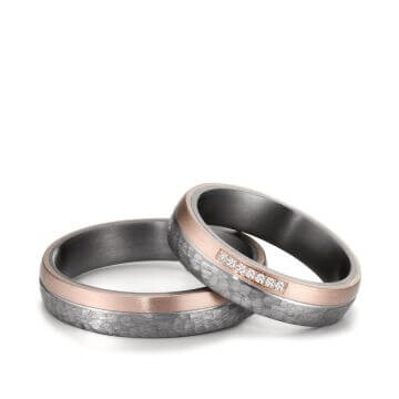 Eheringe Tantal Roségold 585 Brillant TeNo 59760