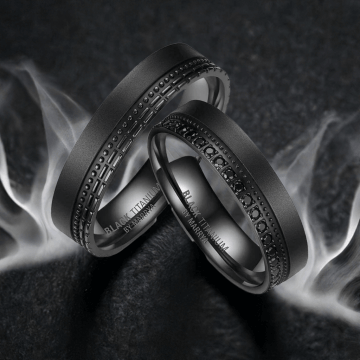Partnerringe schwarz Black Titanium Marrya BT-10
