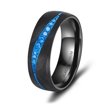 Damenring Black Titanium Blue Ocean Zirkonia Marrya BT-17