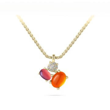 Kette mit Anhänger Cabuchon Zirkonia Gisser N1113YO