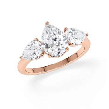 Diamantring Three Stone Lab-Grown Tropfen Pear Rotgold Rubin RU-1876