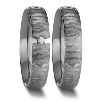 Trauringe aus Tantal mattiert Brillant TeNo 597535-6