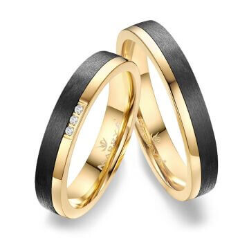 Trauringe Partnerringe Gelbgold Carbon Marrya CA-14