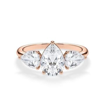 Diamantring Three Stone Lab-Grown Tropfen Pear Rotgold Rubin RU-1876