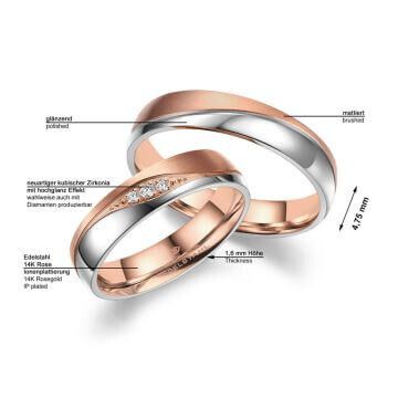 Partnerringe Trauringe Edelstahl Rosé Marrya ES-35 Info