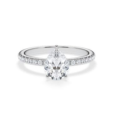 Verlobungsring Veiled Halo Lab-Grown Tropfen-Diamant Weißgold Rubin RU-1894