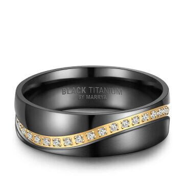 Einzelring Damen liegend Black Titanium BT-03