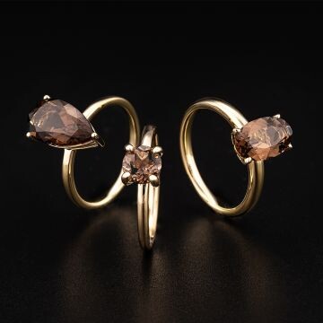 Goldring mit Rauchquarz in Oval-Form Breuning 42/300060