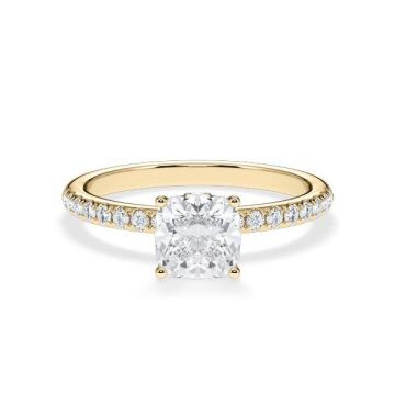 Verlobungsring Veiled Halo Lab-Grown Cushion Gelbgold Rubin RU-1889