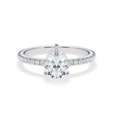 Verlobungsring Hidden Halo Lab-Grown Tropfen-Diamant Platin RU-1903