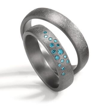 Eheringe aus Tantal Diamant Blau TeNo 59183