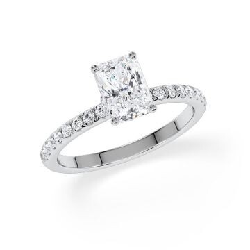 Diamantring Veiled Halo Radiant Weißgold Rubin 1896