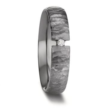 Trauringe aus Tantal mattiert Brillant TeNo 597535-6