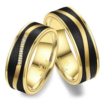 Partnerringe Eheringe Carbon Gold Marrya CA-06