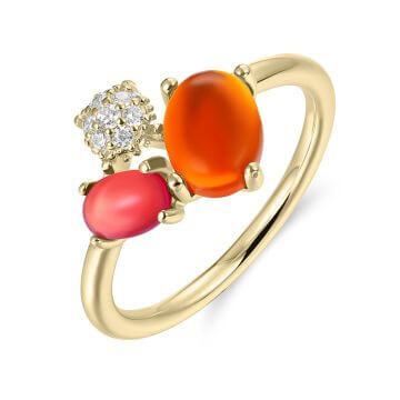 Ring Silber vergoldet Cabuchon Zirkonia Gisser R475