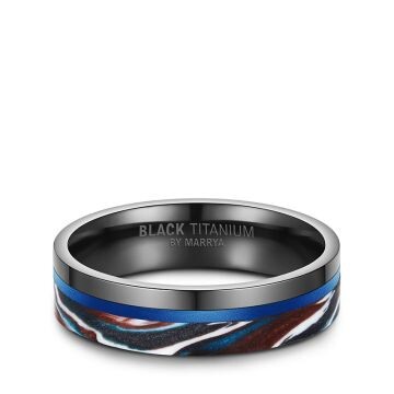 Herrenring Black Titanium Blue Ocean Marrya BT-14