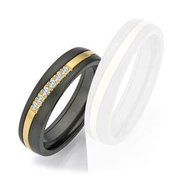 Damenring Surfing Colors Zirkonium & Gelbgold Ruesch 14/20010