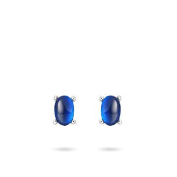 Ohrstecker Cabuchon blau Silber Gisser E1079B