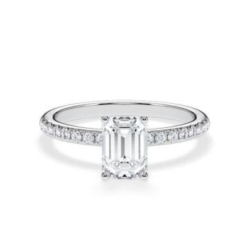 Verlobungsring Veiled Halo Lab-Grown Emerald Platin Rubin RU-1890