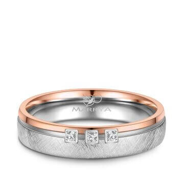 Partnerring Trauring Edelstahl Rose Zirkonia Marrya ES-34