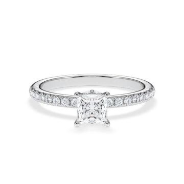 Diamantring Veiled Halo Lab-Grown Prinzess-Diamant Platin Rubin RU-1895