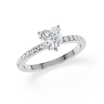 Diamantring Lab Grown Halo Herz Diamant Weißgold Rubin 1981