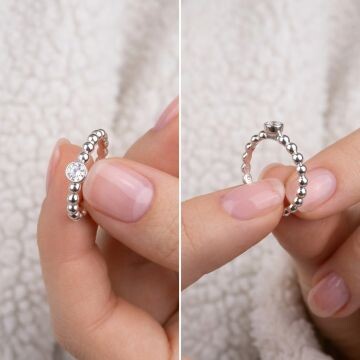 Verlobungsring Solitär Kugelring Silber 925 Zirkonia – RZ00013