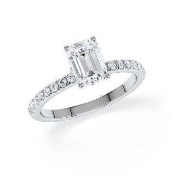 Ring Veiled Halo Emerald Diamant Platin Rubin 1890