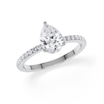 Ring Classic Hidden Halo Tropfen Weißgold Rubin 1903